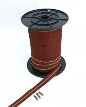 Preview: Reißverschluss endlos, metallisiert schmal rehbraun /messing-antik (1m)